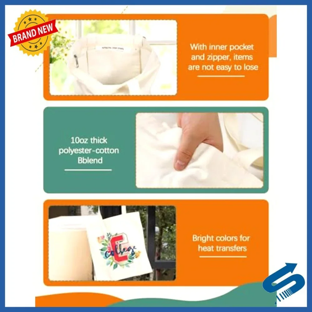Canvas Tote Bags Bulk Pack DIY Projects Reusable Grocery Eco-Friendly